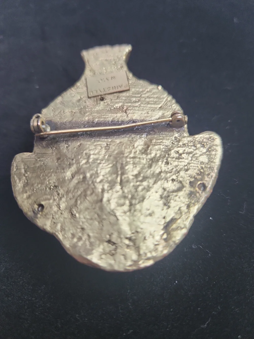 Brass Tribal Face Lapel Pin - Gold Tone